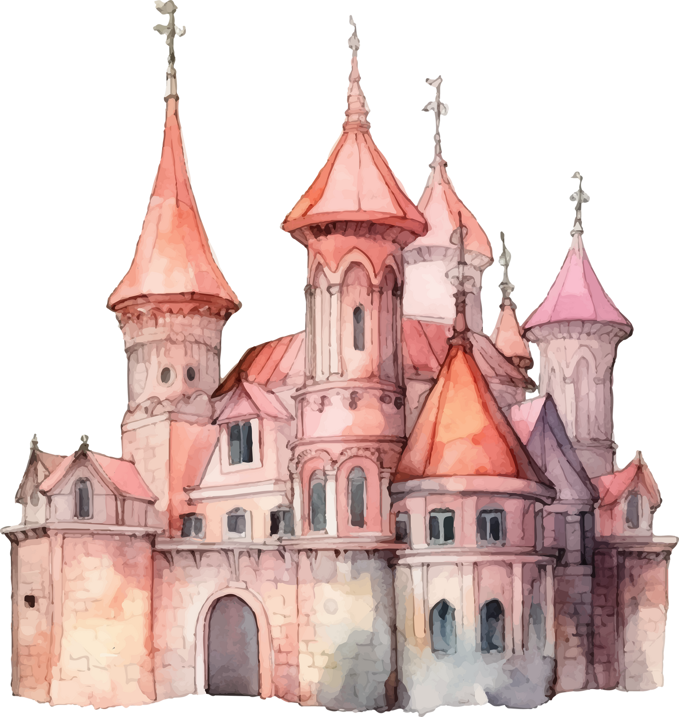 castle watercolor cartoon illustration